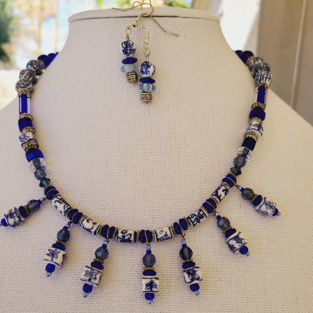 Cobalt Glass & Oriental Symbols